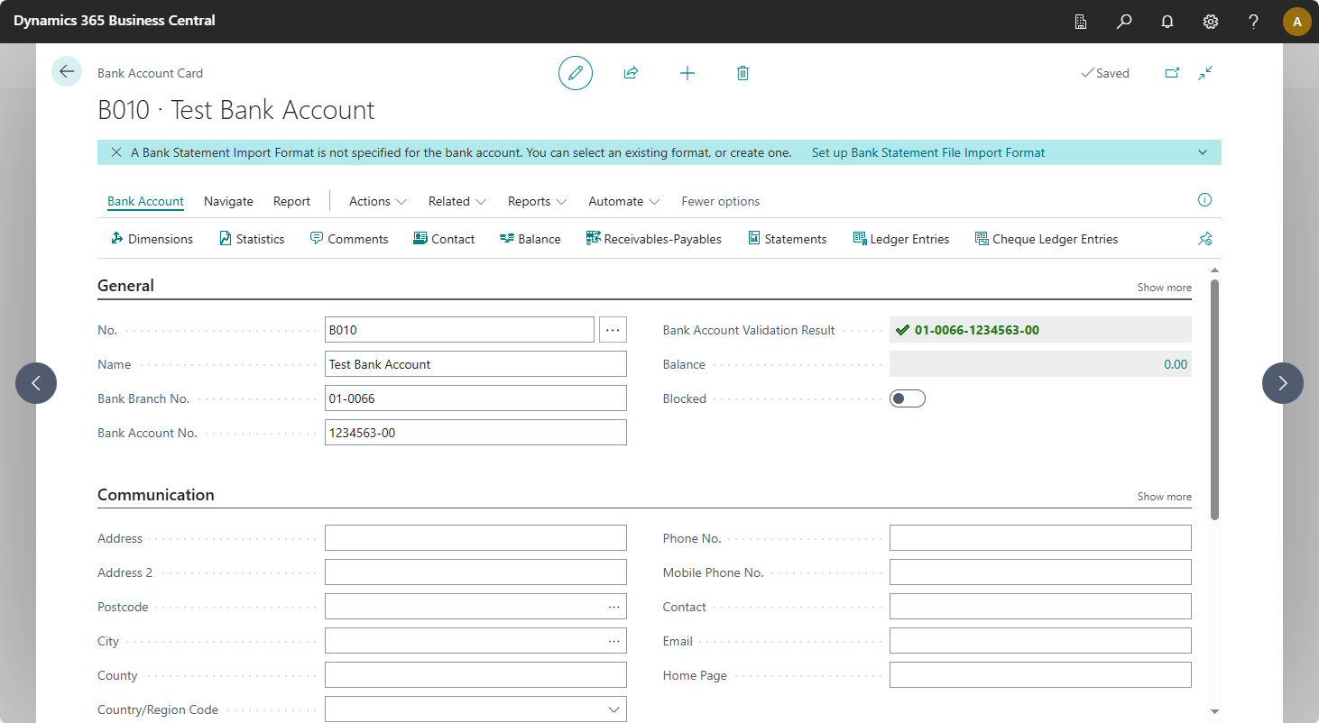 Image showing a valid bank account.