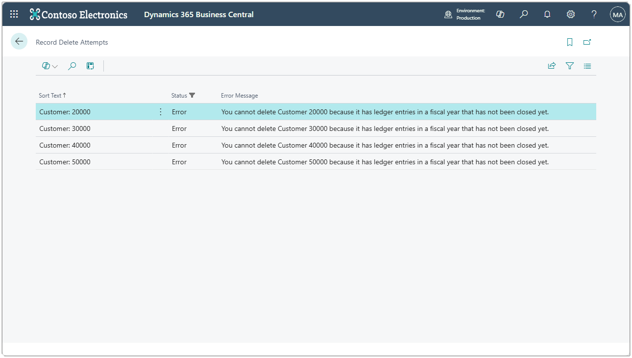 Image showing the Record Delete Attempts page.
