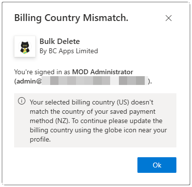 Image showing the AppSource page for Bulk Delete with the Buy Now button highlighted.