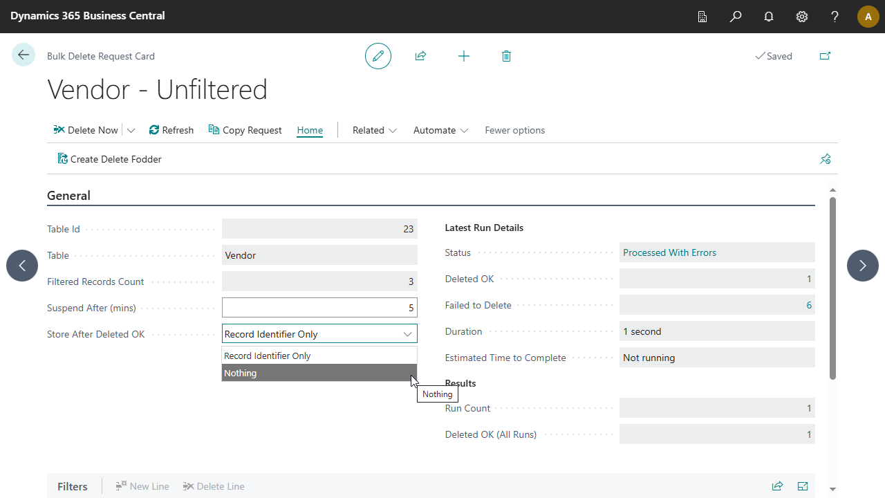 Image showing the Store After Delete OK option.