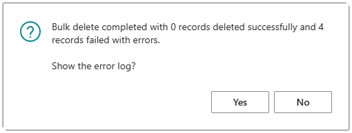Image showing the results of the bulk delete.