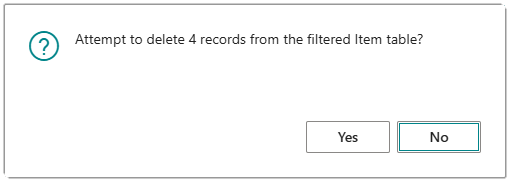 Image showing the confirmation dialog for deleting four selected records.