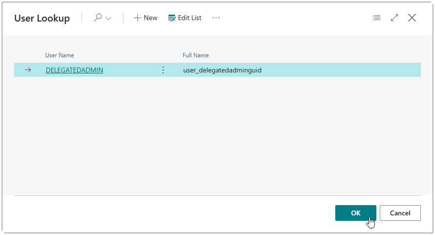 Image showing the user lookup with an external user selected.