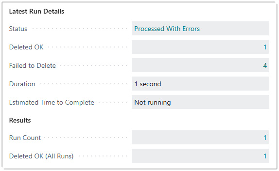 Image showing the results of the bulk delete.