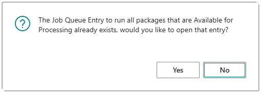 Image showing the confirmation that a job queue entry for all packages already exists.