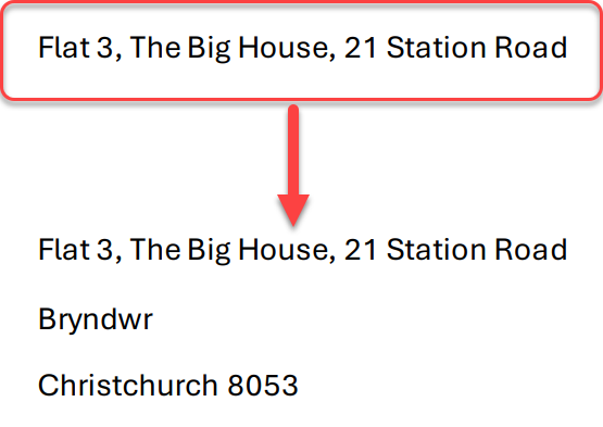 Image showing a single address line being kept as is on the final output.