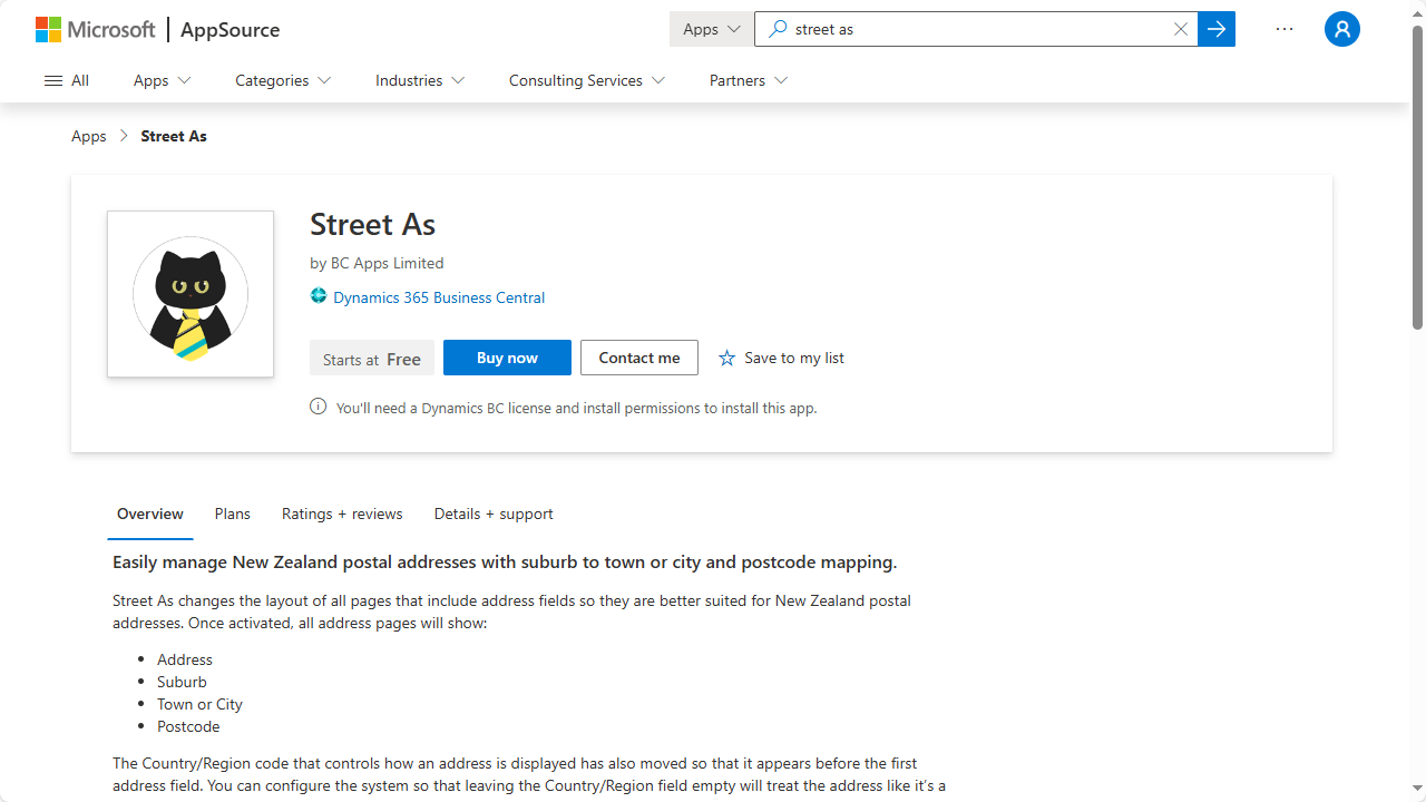 Image showing Street As Product Page in AppSource.